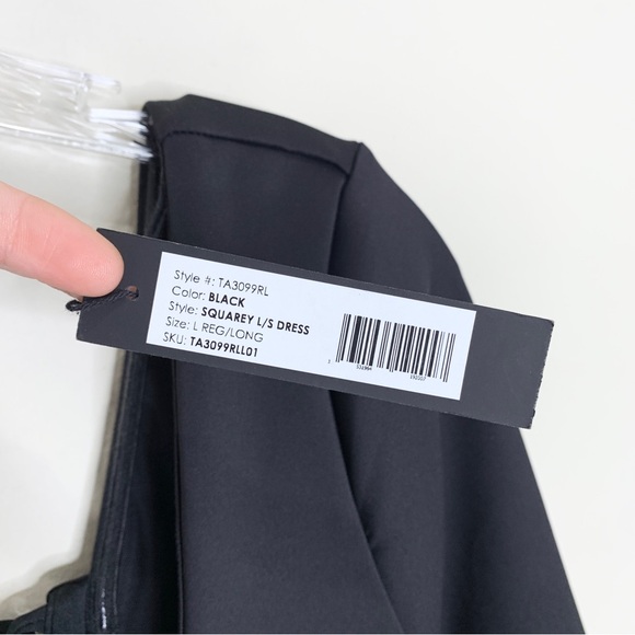 NEW TA3 Squarey Long Sleeve Lace-Back Midi Dress *Black* Sz L - Picture 12 of 13